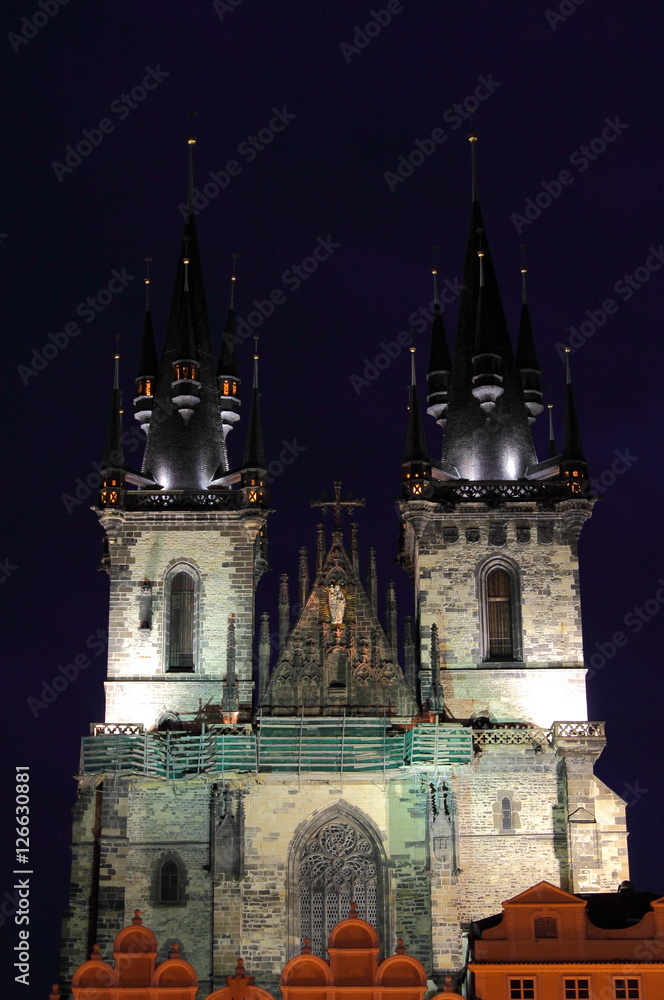 Towers of Church of Our Lady in front of Tyn, Czech Republic