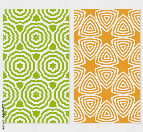 Seamless floral patterns set. Vector illustration. Texture for design wallpaper, pattern. Geometry ornament. silver, green, orange
