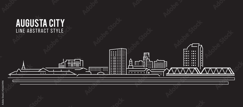 Cityscape Building Line art Vector Illustration design - Augusta city