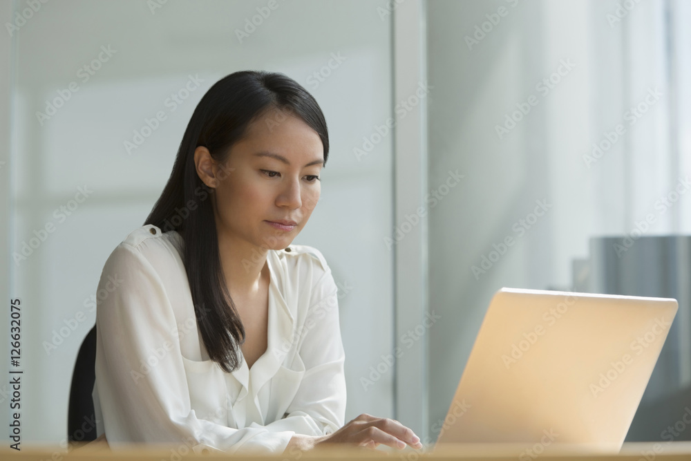 Singapore, Mid adult woman using laptop Singapore, Mid adult woman using laptop