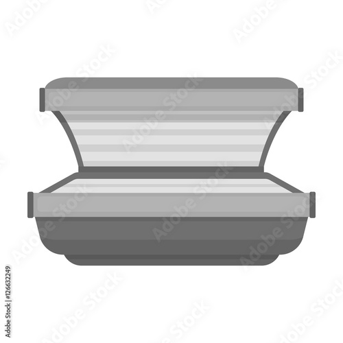 Tanning bed icon in monochrome style isolated on white background. Skin care symbol stock vector illustration.