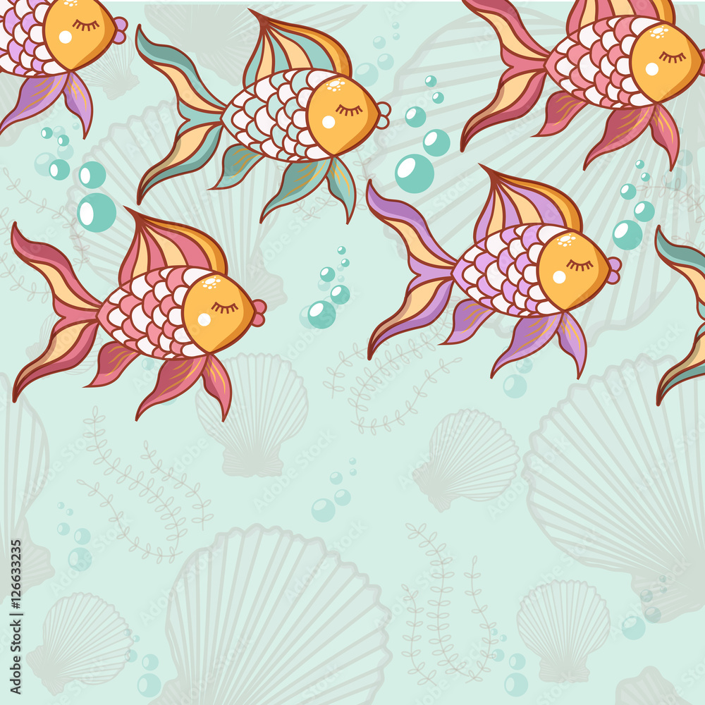 Seamless pattern of beautiful fish
