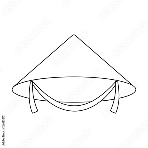 Conical hat icon in outline style isolated on white background. Hats symbol stock vector illustration.