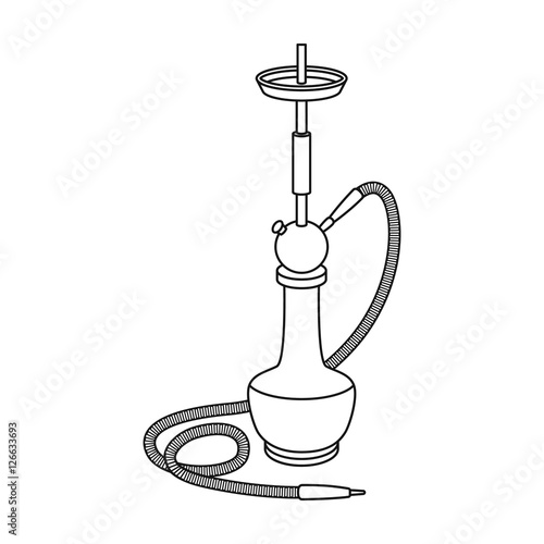 Hookah icon in outline style isolated on white background. Turkey symbol stock vector illustration.