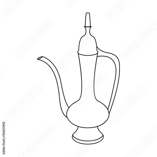Coffee jug icon in outline style isolated on white background. Turkey symbol stock vector illustration.