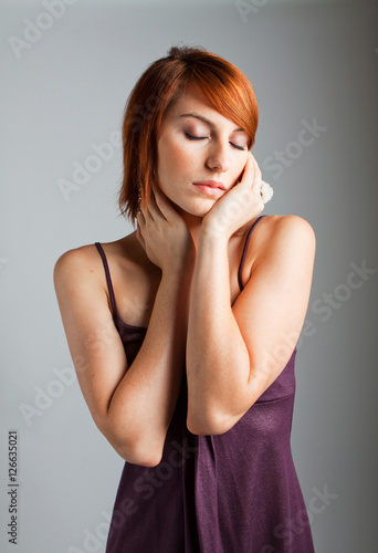 Beautiful woman isolated on white.