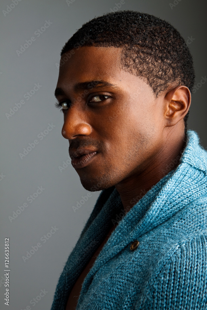 African American man isolated on gray. African American man isolated on gray.