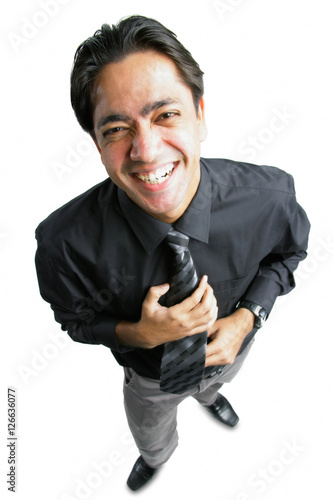 Obraz na płótnie Businessman smiling at camera, high angle view w salonie