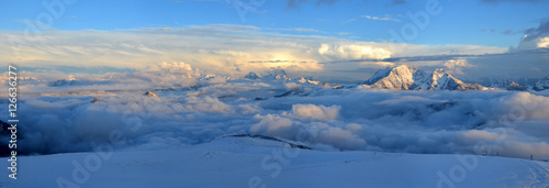 View from Elbrus in the clouds before the storm
