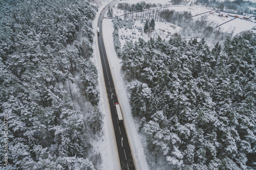 Highway, winter scene, aerial view © A. Aleksandravicius