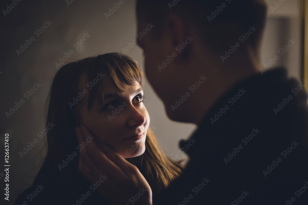 Portrait of beautiful and young couple Portrait of beautiful and young couple