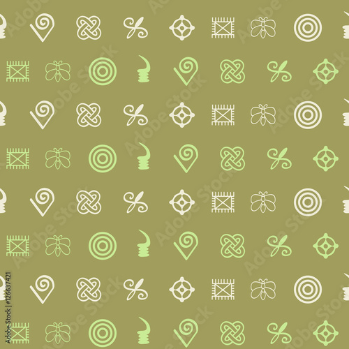 seamless pattern with adinkra symbols for your design © drutska