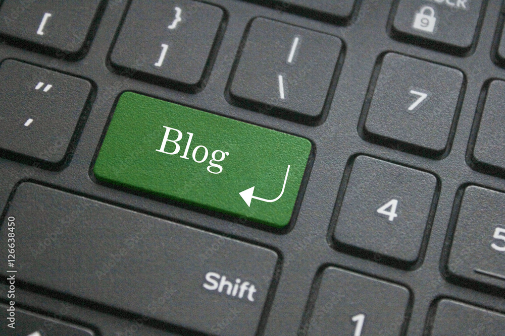 Close-up shot of blog button on computer keyboard