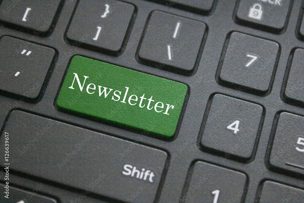 Close up of newsletter button on computer keyboard Close up of newsletter button on computer keyboard