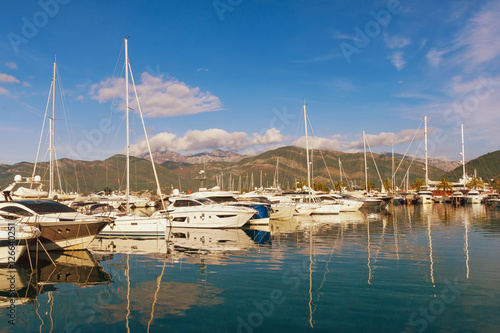 View of port in Tivat city in autumn  Montenegro