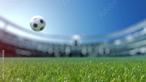 soccer ball movint to the center of camera view.