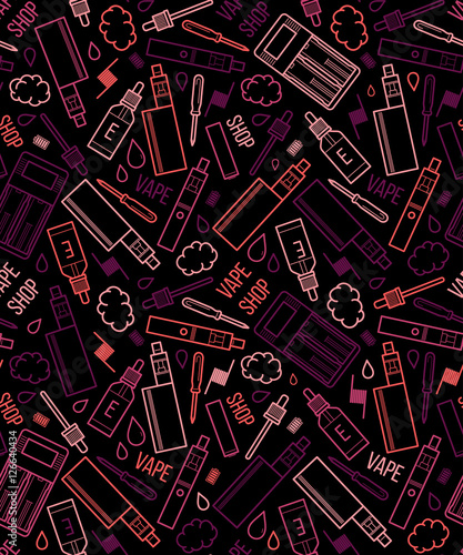 Vector seamless pattern of vape and accessories