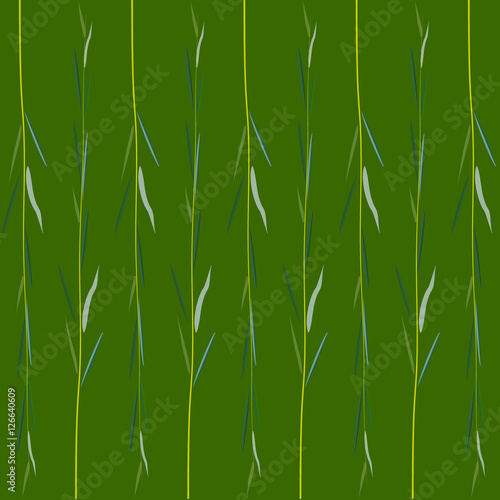 орнамент из ивовых веток на зеленом фоне, векторная иллюстрация
