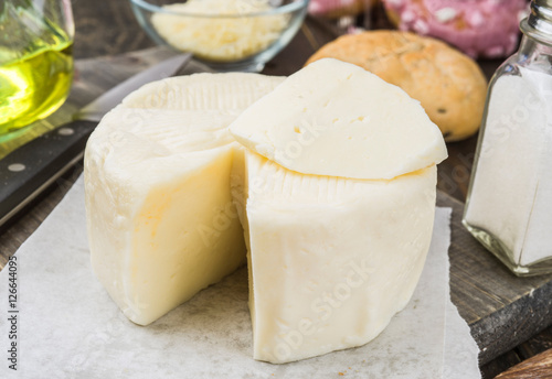 round piece of soft cheese