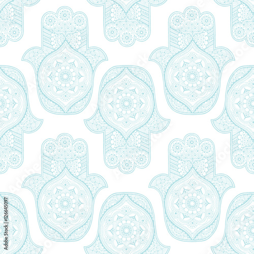 Seamless pattern with Indian hamsa