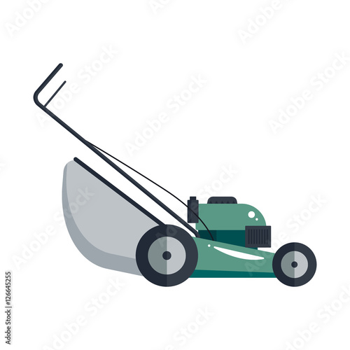 Lawn mower machine icon technology equipment tool, gardening grass-cutter - vector stock.