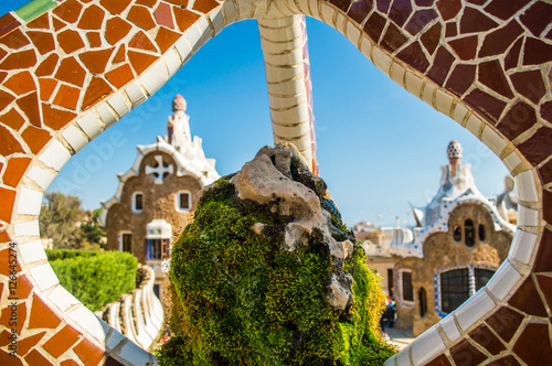 Valokuvatapetti View of the entrance to the Park Guell by Antoni Gaudi