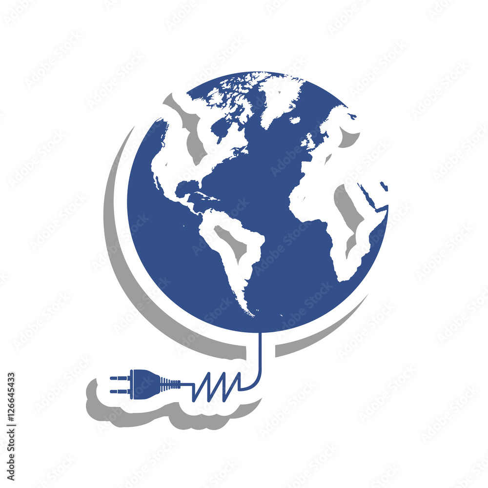 Naklejka premium planet earth and electricity plug icon image vector illustration design