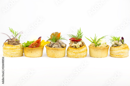 Canvastavla Mini Canape with meat and vegetables