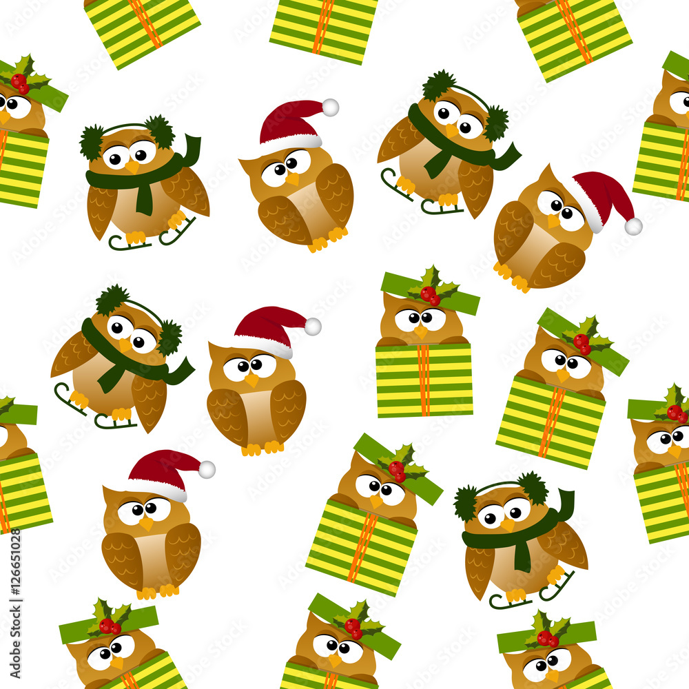 Naklejka premium christmas owl in santa hat