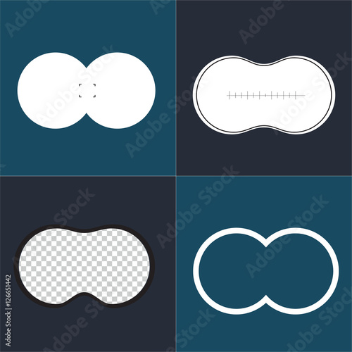 Collection of view binoculars with sharp edges.