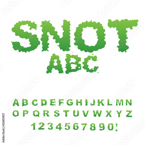 Snot font. Snivel alphabet. Green slime letters. Booger ABC. Sli