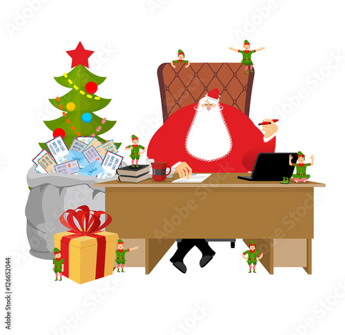 Santa Claus job. Letters from children. Big sack of mail envelop