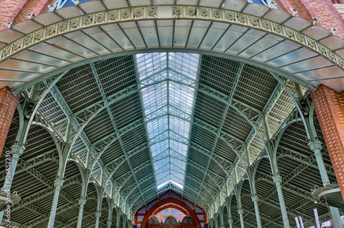 Glass and metallic roof construction of market place Colon in Valencia  Spain