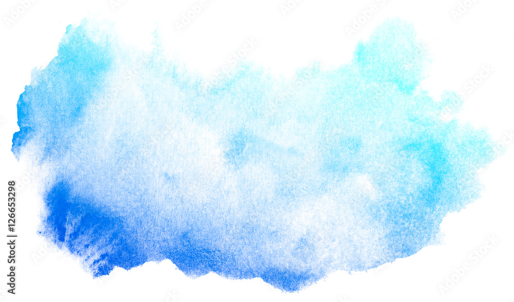 Abstract blue watercolor on white background.This is watercolor splash.It is drawn by hand.