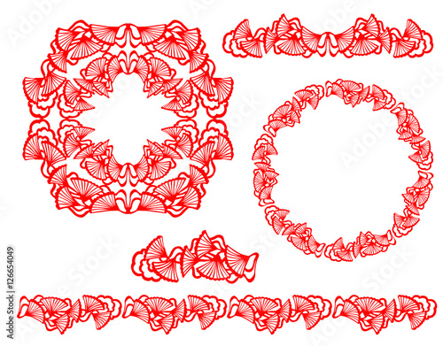 The Chinese traditional paper-cut art floral ornament