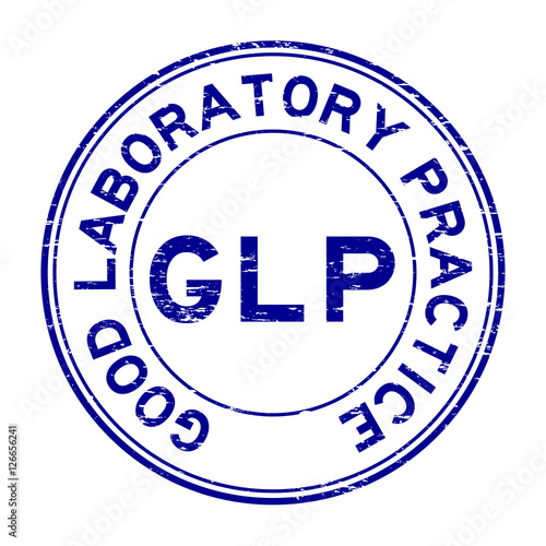 Grunge blue GLP (Good Laboratory Practice) rubber stamp
