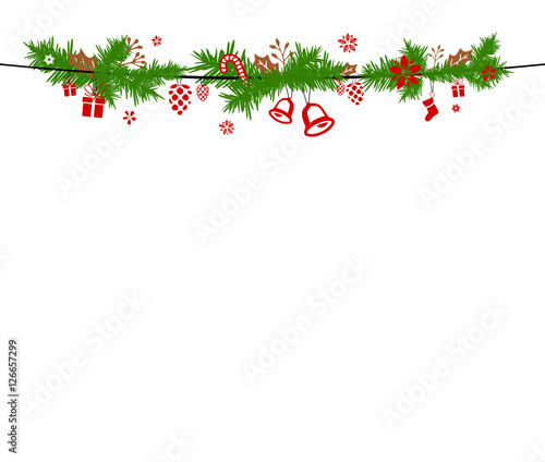 Weihnachtsmotive mit Tannenzweig Stock Vector | Adobe Stock