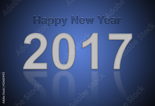 Happy New Year 2017 - greeting card design on blue background.