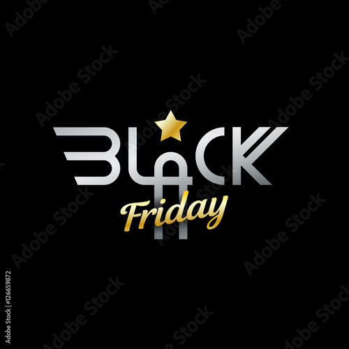 Black Friday modern label. Lettering logo for poster, banner, invitation, presentation. Vector illustration on black background.