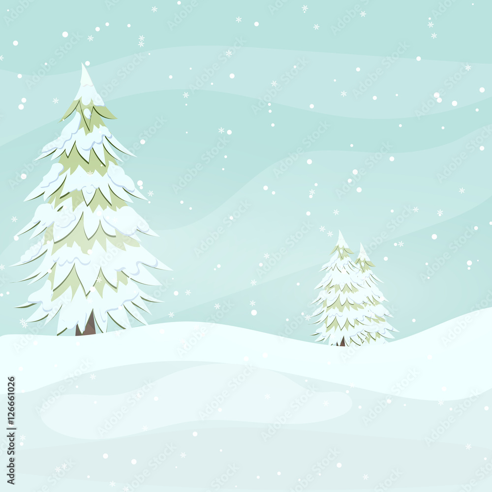 Christmas blue background with snow