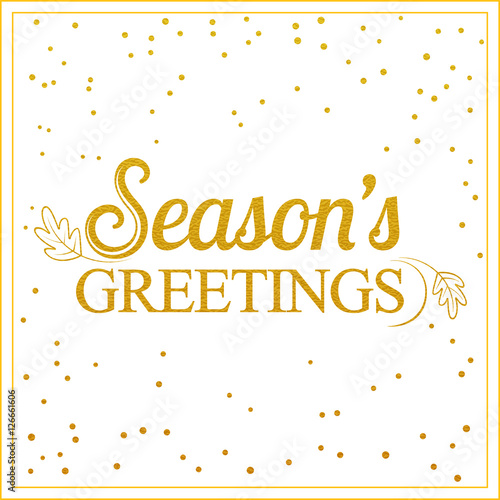 Vector gold seasons greetings card design.Vintage card 