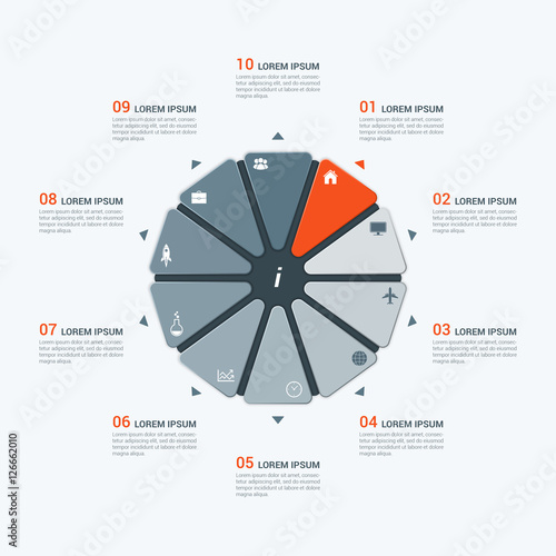 Vector infographic template with decagon 10 options