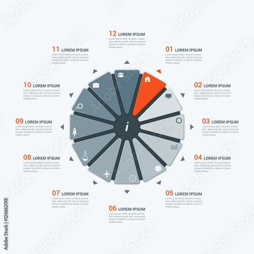 Vector infographic template with dodecagon 12 options