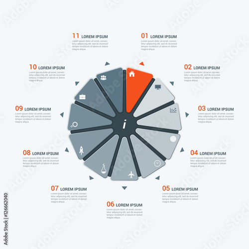 Vector infographic template with hendecagon 11 options