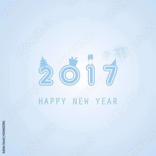 Best Wishes - Abstract Colorful Modern Styled New Year Card, Cover or Background Design Template with Numerals - 2017