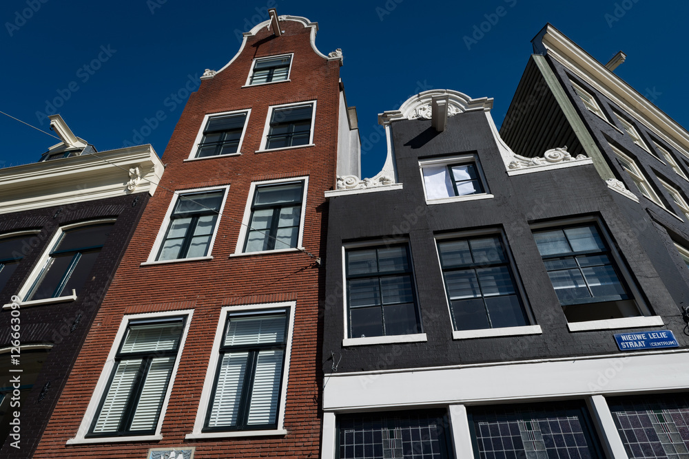 Classic Amsterdam buildings with gables and hoists, Prinsengracht, Amsterdam