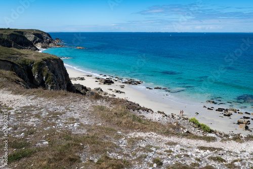 The cliffs and beach at Pointe de Corsen, Brittany, France photo