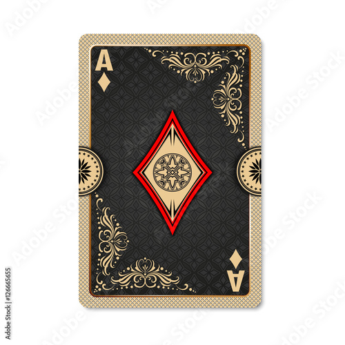 Ace of diamonds. Playing card vintage style. Casino and Poker. Ace of diamonds as a screen saver application, and wallpaper. Vintage deck of cards.