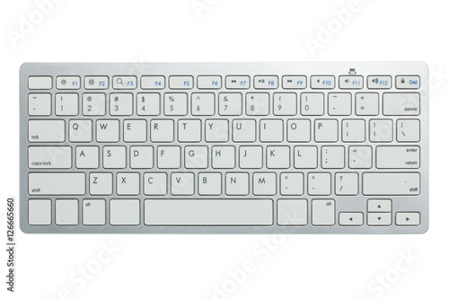 White computer keyboard isolated on white background.