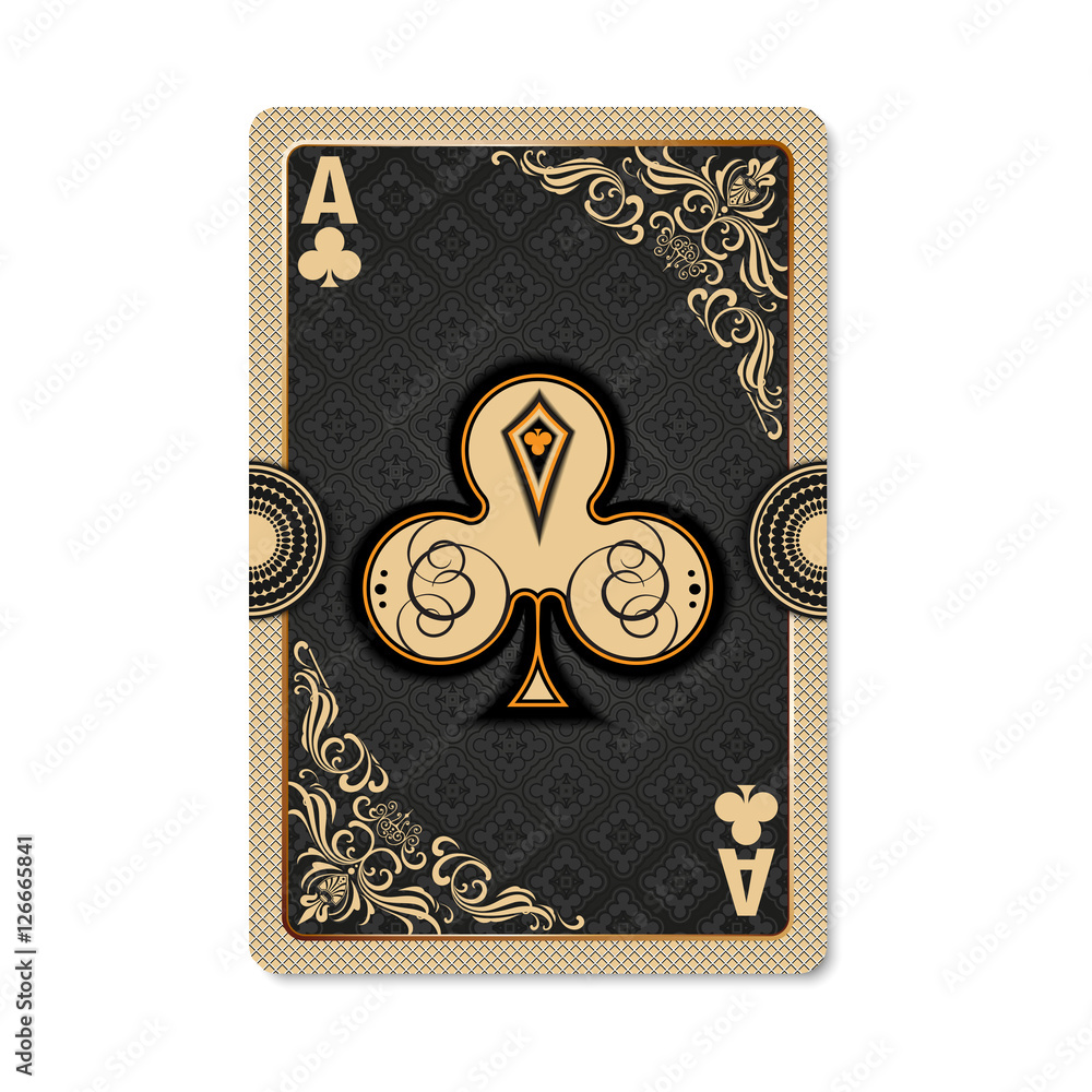 Naklejka premium Ace of clubs. Playing card vintage style. Casino and Poker. Ace of clubs as a screen saver application, and wallpaper. Vintage deck of cards.